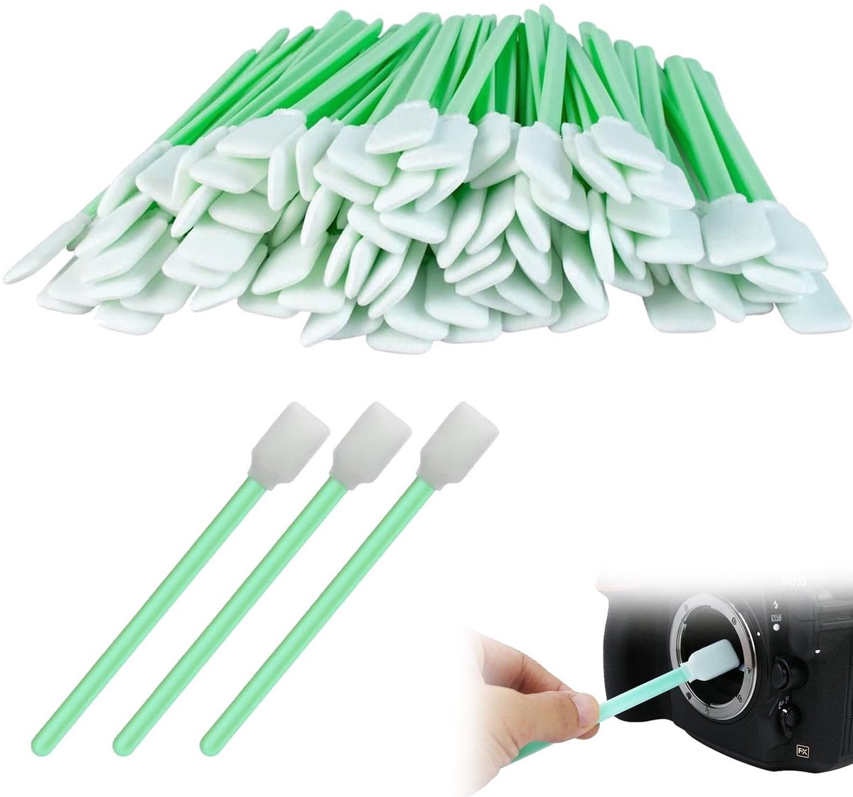 Dailygoods - 100 stuks reinigingsstaafjes, lange wattenstaaf, schuimreinigingsstaafjes, steriele wattenstaafjes, puntige wattenstaafjes voor inkjet, camera, lensreiniging