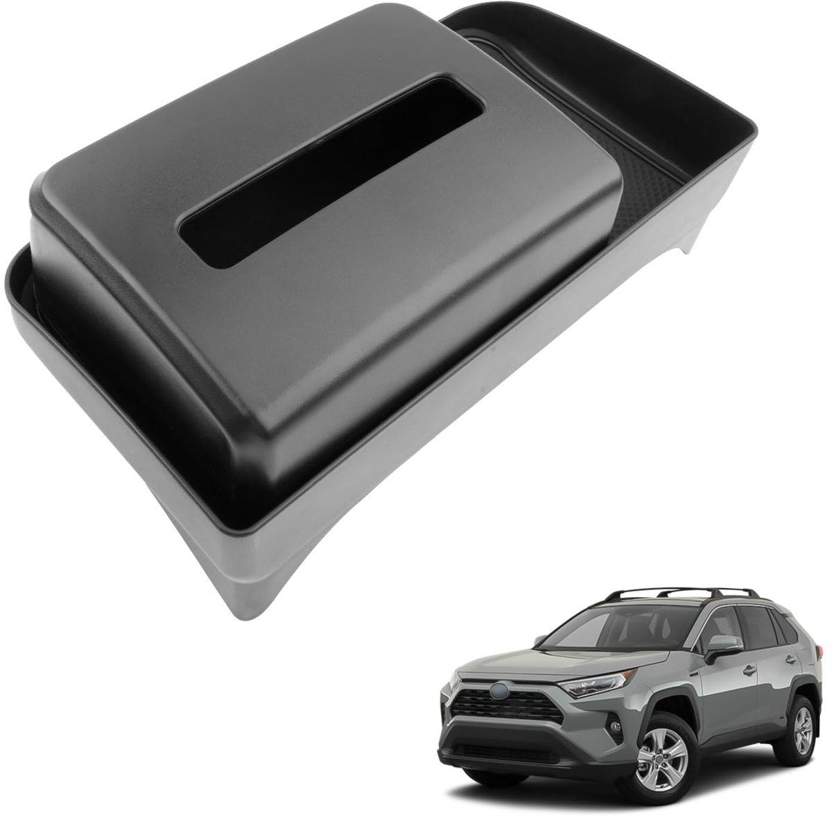 Dailygoods - Opbergdoos voor middenconsole, compatibel met Toyota RAV4 2019-2025, RAV4 instrumentenbord, handschoenenvak met zakdoeken, organizer, RAV4-organizer met antislipmat, zwart