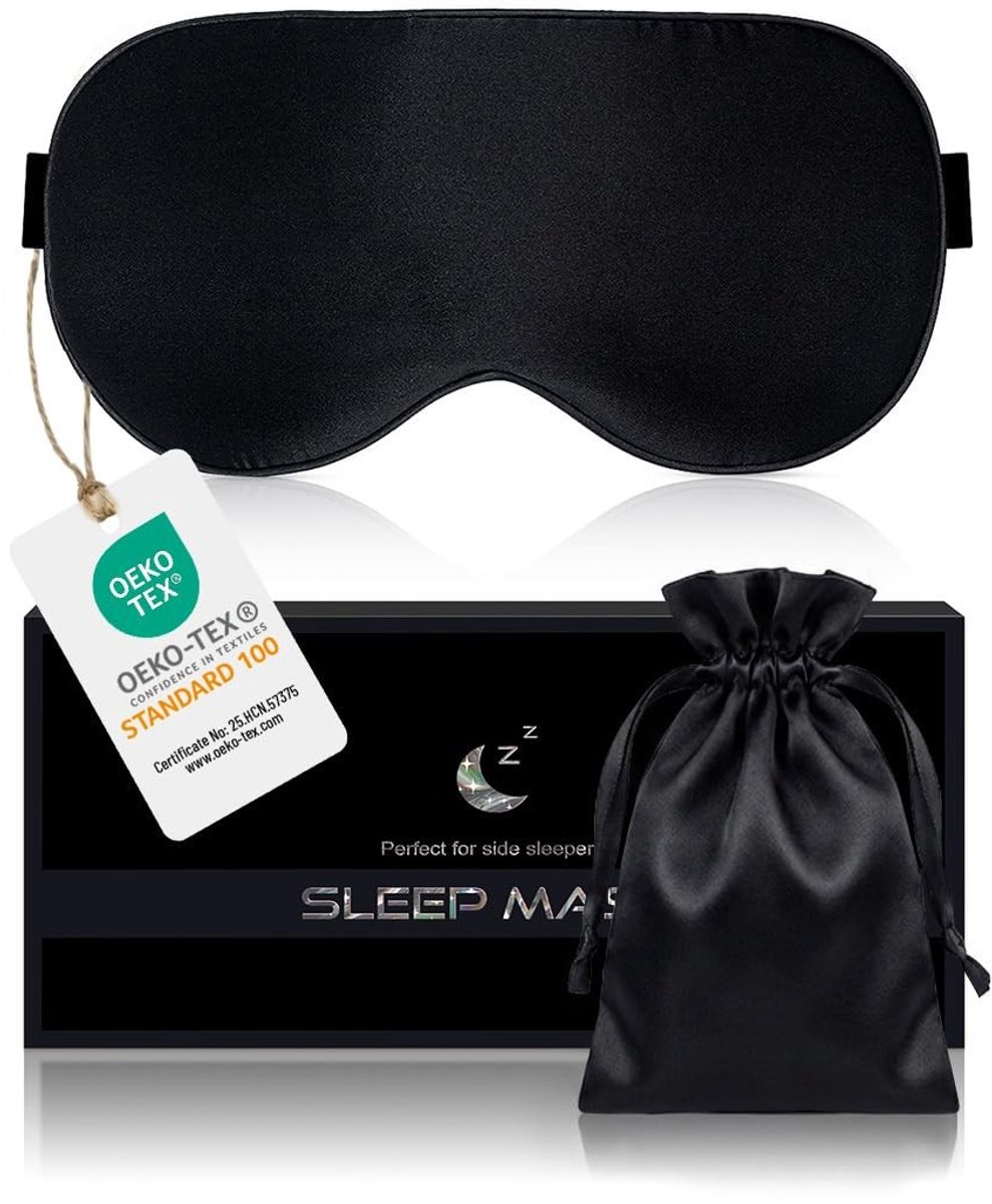 Dailygoods- Slaapmasker van 100% biologische zijde - Verstelbare hoofdband - Nachtmasker voor mannen/vrouwen - Ademend en huidvriendelijk - Perfecte duisternis voor ononderbroken slaap