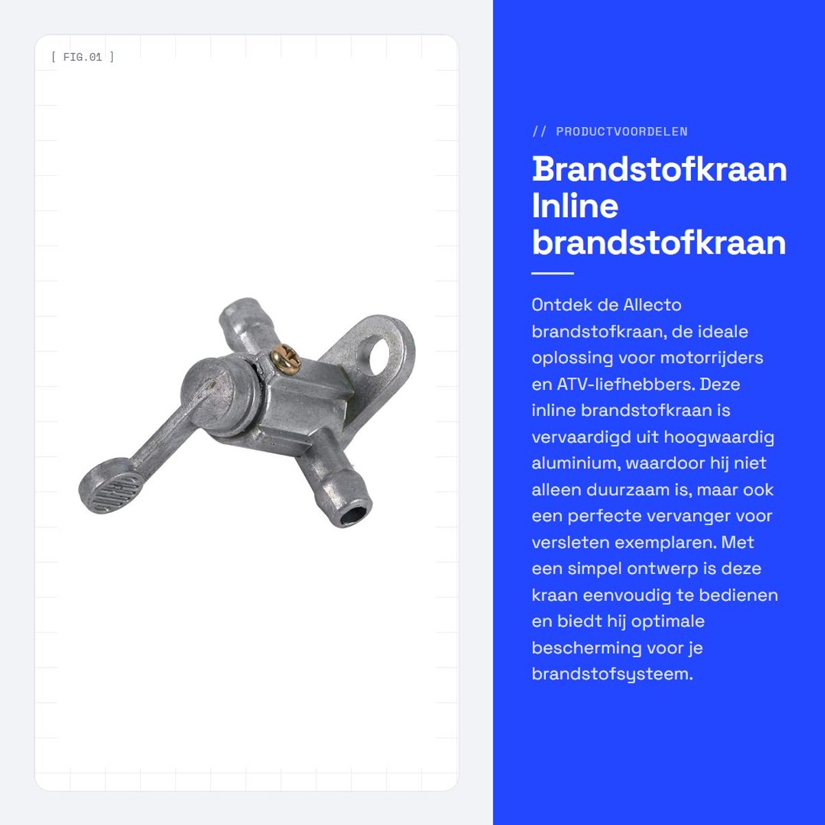 Dailygoods- Brandstofkraan Aluminium - Inline Brandstofkraan - Vervangingskraan - Voor Motorfiets/ATV - Eenvoudige Installatie - Schokbestendig - Brandstofschakelaar