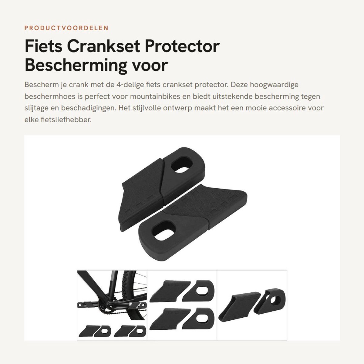 Dailygoods- Crankset Protector - 4 Stuks - Fietsonderdelen - Hoogwaardige Silicone - Bescherming voor Crank - Makkelijk te Reinigen - Fietsonderdeel