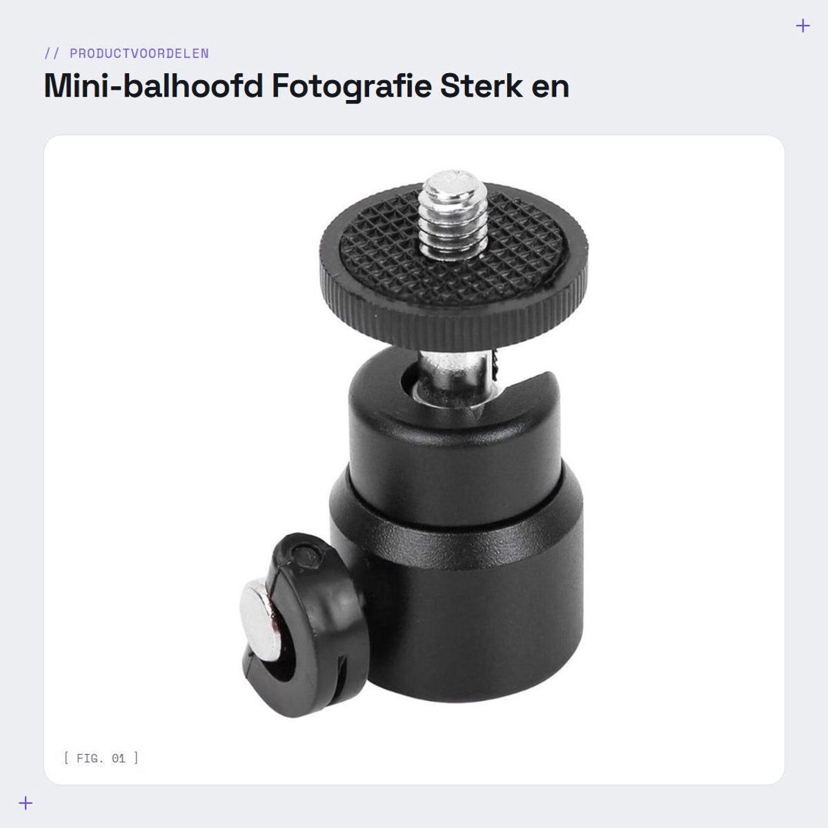 Dailygoods- Balhoofd 1/4" Schroefdraad - Aluminium Magnesiumlegering - Antislip Rubber - 360 Graden Draaibaar - Maximale Belasting 2 kg - Lichtgewicht 26g - Camera Statiefkop