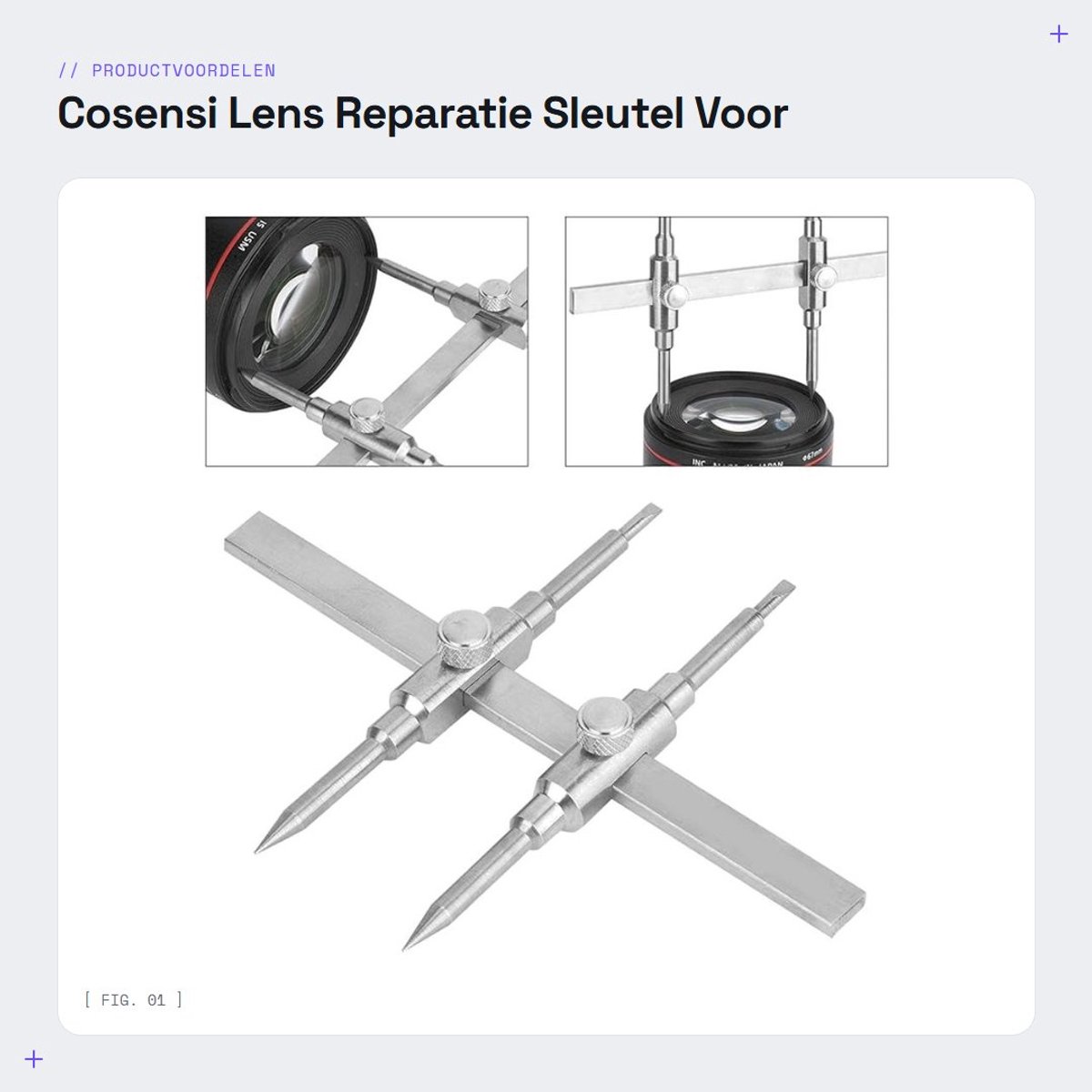 Dailygoods- Lens Sleutel Dubbele Punt - Lens Ontmanteling - Voor Film/Spotting Scope - Roestvrij Staal - Verstelbaar - 10-130 mm - Lensafnemer