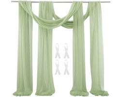 Dailygoods- Gordijn Bruiloft Achtergrond - Doorzichtige Voile Gordijnen - 2 Panelen - 600 × 75 cm - Polyester - Kreukvrij - Achtergrondgordi
