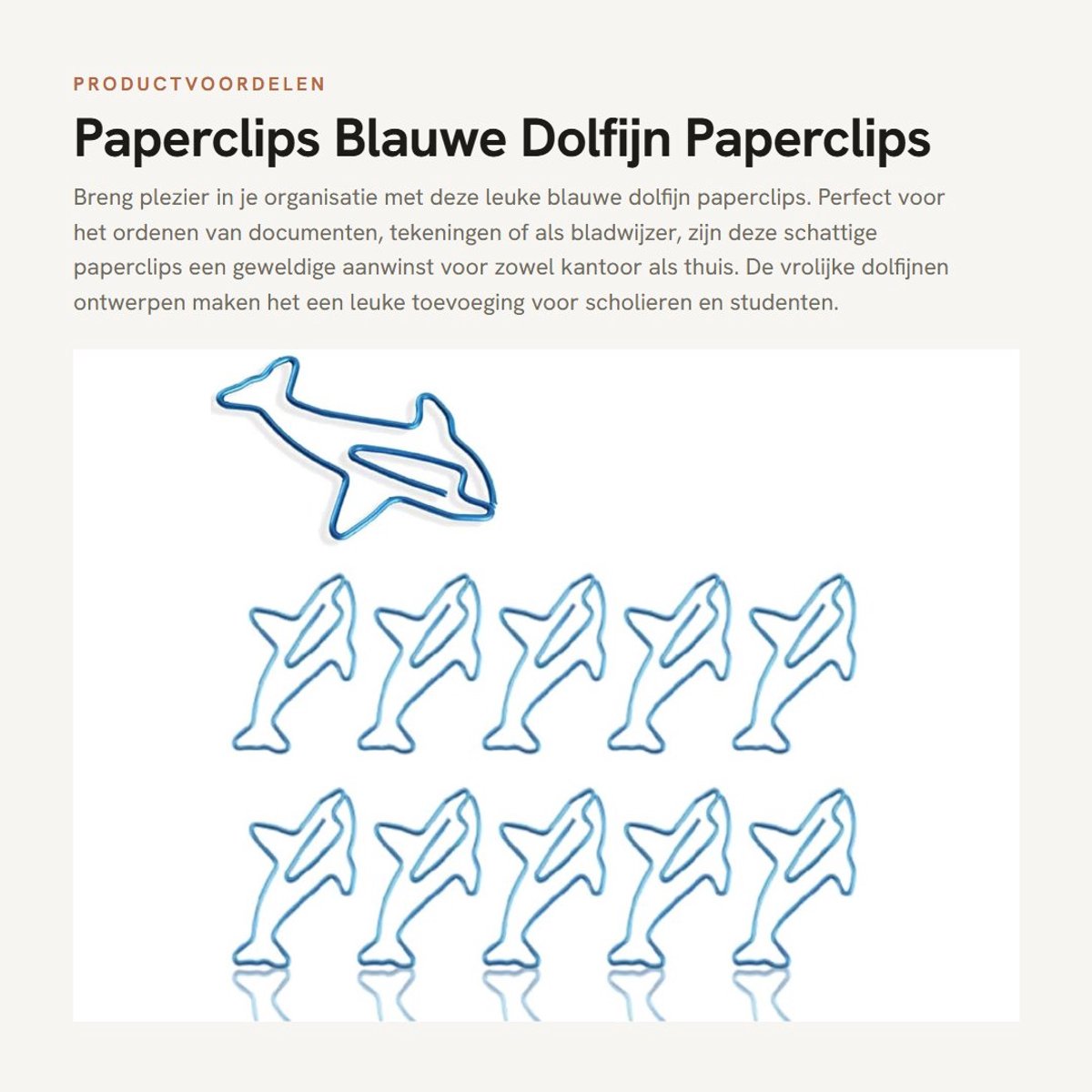Dailygoods- Paperclips 100 Stuks - Dolfijn Vorm - Decoratieve Klemmen - Bladwijzerclips - Lichtgewicht - Geschikt voor Kantoor/Thuis - Bladwijzers