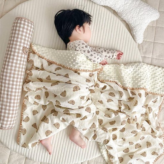 Dailygoods- Babydeken Ademend - Zacht/Comfortabel - Lichtgewicht - Schattig Gestippeld Patroon - Koel/Verwarmend - Crêpe Katoengaren - Kinderdeken — afbeelding 3