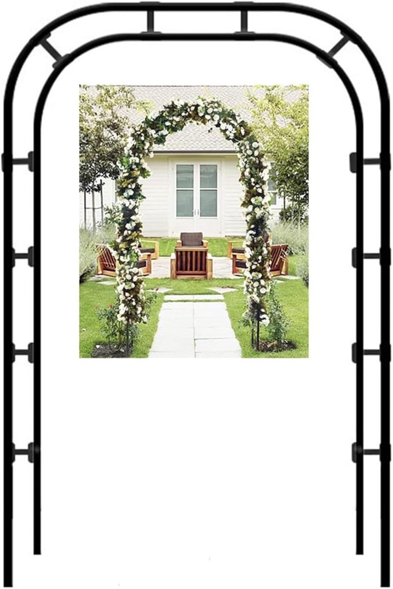 Metalen Tuinboog - Decoratie Prieel - Bruiloft Versieren - Roestvrij Staal - 120 x 220 cm - Zwart