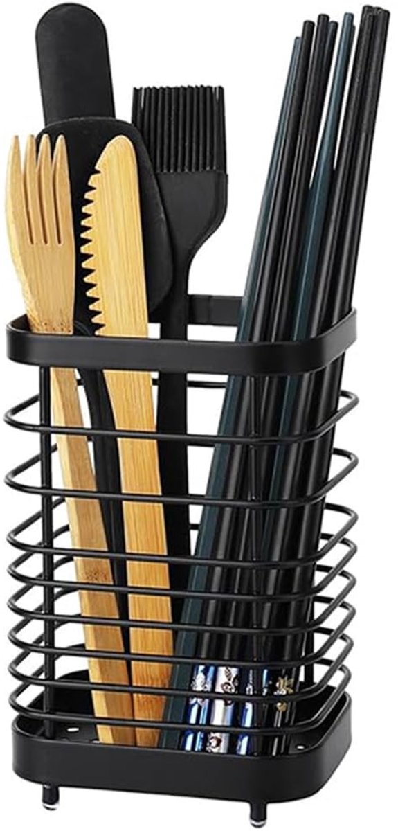 Dailygoods- Bestekmand Hoogwaardige 304 Roestvrij Staal - Keukengerei Houder - Multifunctioneel - Antislip - Gemakkelijk schoon te maken - Afmetingen 10x7,5x15 cm - Bestekhouder