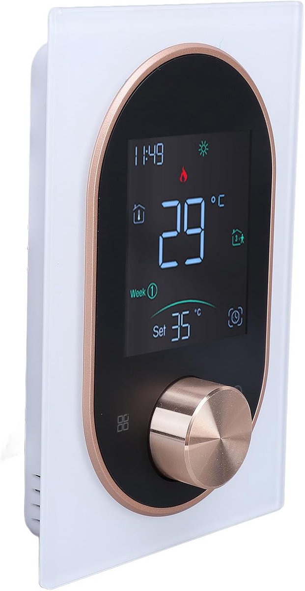 Slimme Thermostaat - Programmeerbare Thermostaat Kleurenthermostaat - Energie Besparen - Open Raam Detectie - AC 95-240V - Wit