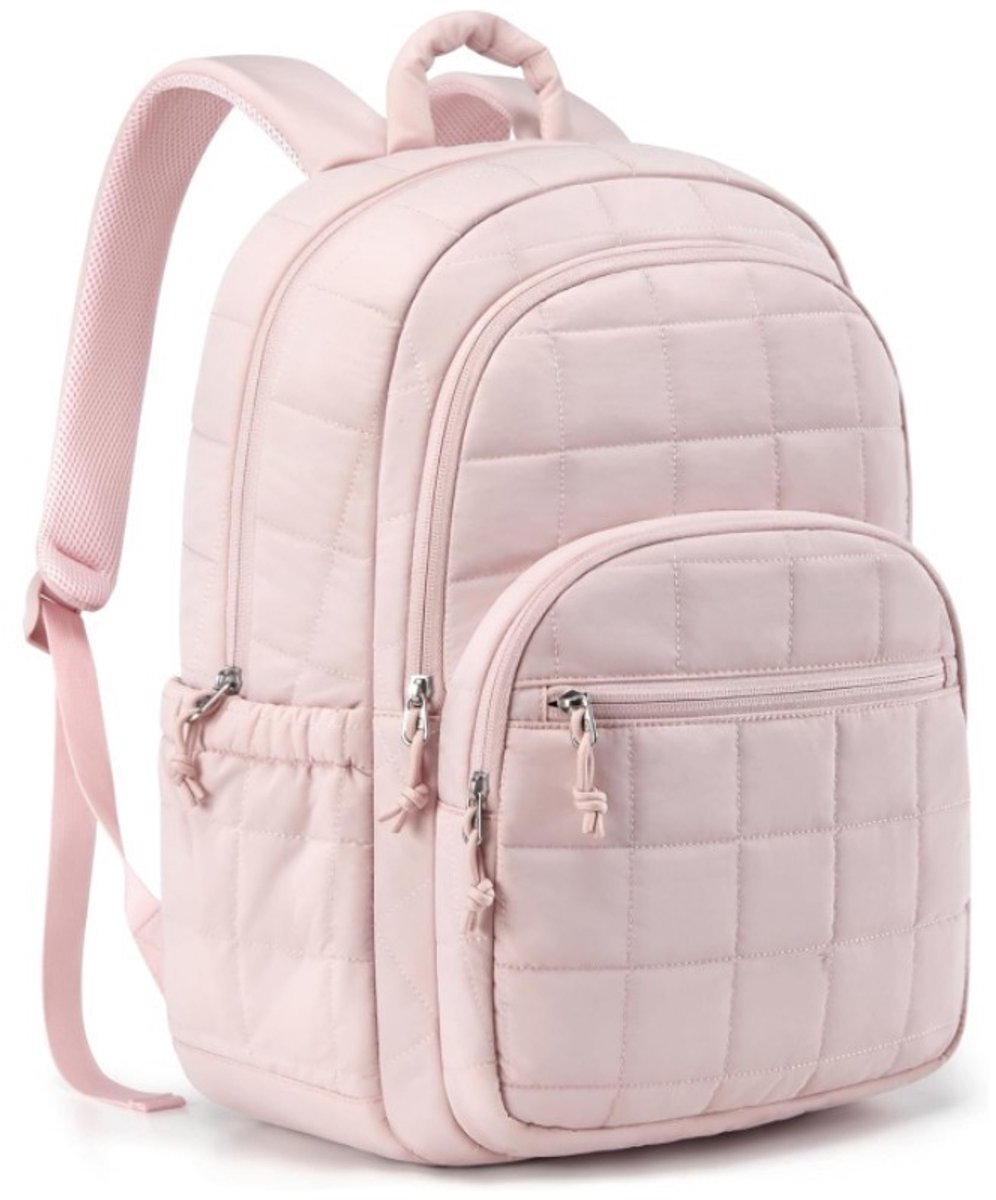 YAGXIG College Laptop Rugzak - Damesreisrugzak - Gewatteerde casual rugzak - Waterdichte schooltas - Roze - Damesrugzak