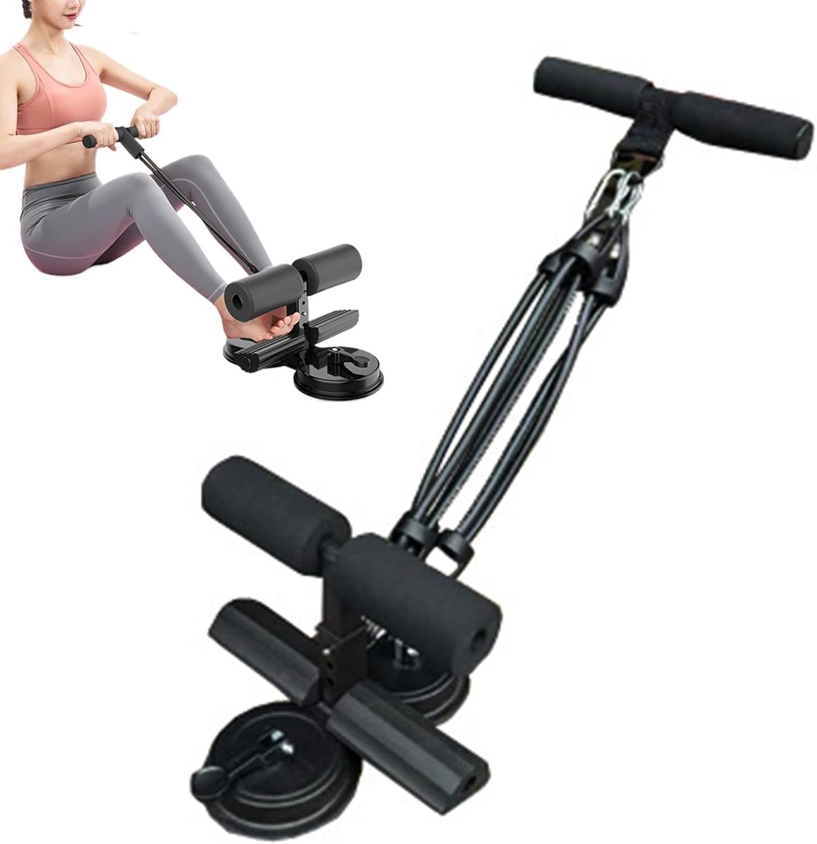 Oefensteun Voeten - Buikspier Trainer - Core Training - Stabiele Zuigvoet - 27 x 14.5 cm - Zwart