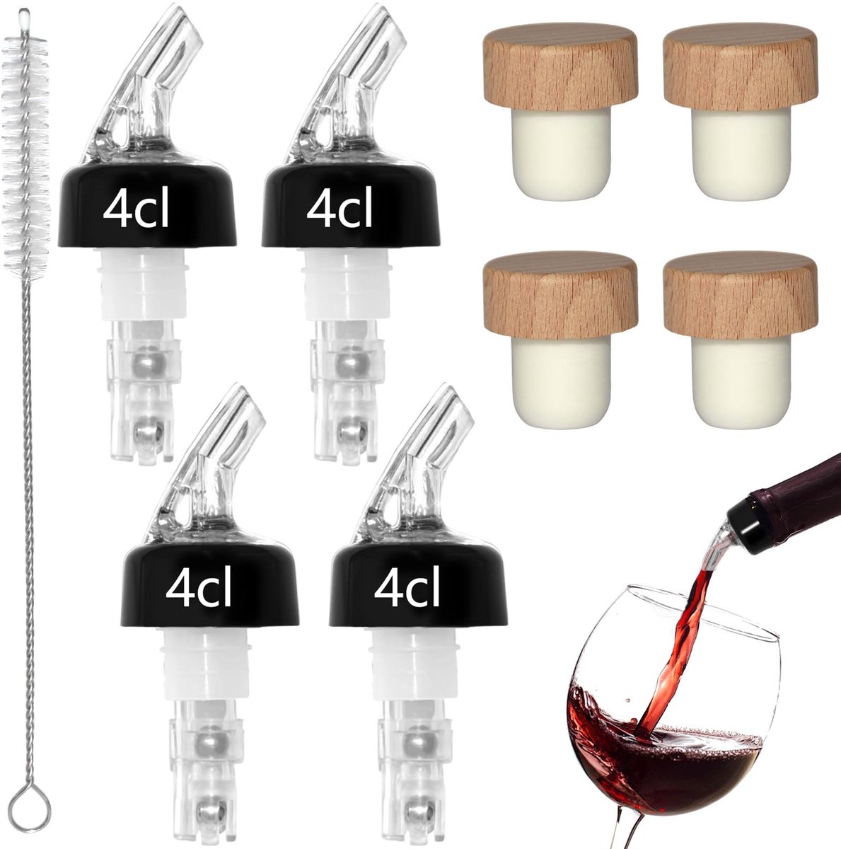 Dailygoods- Flessenschenktuit 4 cl - Kunststof Doseerder - Schenktuit Sterke Drank - Borreldispenser - Wijnstop - Morspreventie