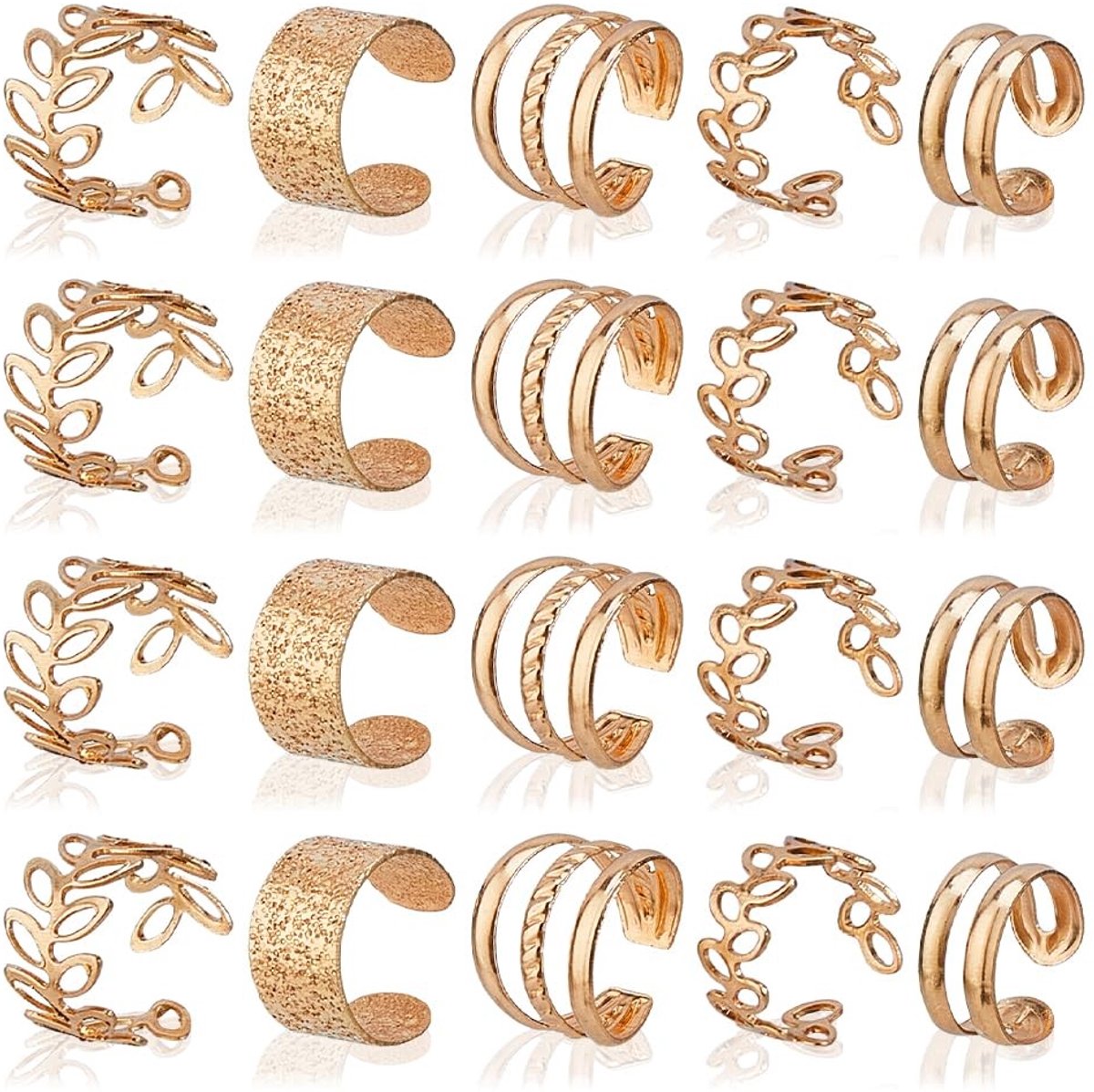 Dailygoods- Haaraccessoires 80 Stuks - Gouden Vlechtaccessoires - Verstelbare Haarringen - Dreadlocks - Licht Goud - Meerdere Stijlontwerpen - Haarsieraden
