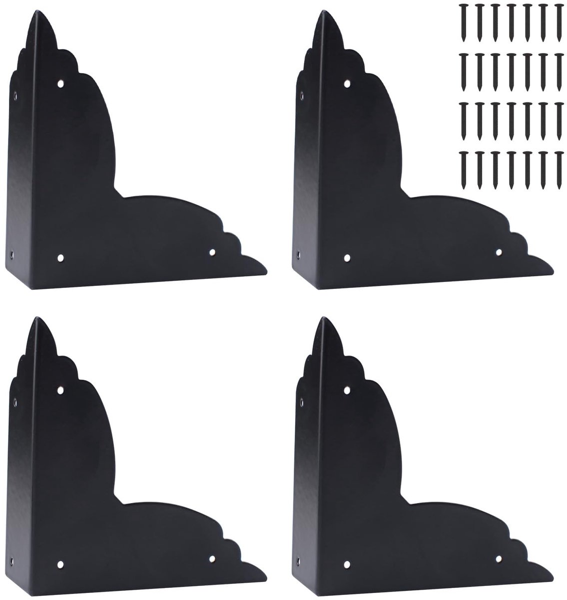 Dailygoods- Tafelhoekbeschermers Heavy Duty - 4 Stuks - Zwarte Hoekbeschermers - Metalen Randbeschermers - Schroefbare Bevestiging - 6,9 × 6,9 cm