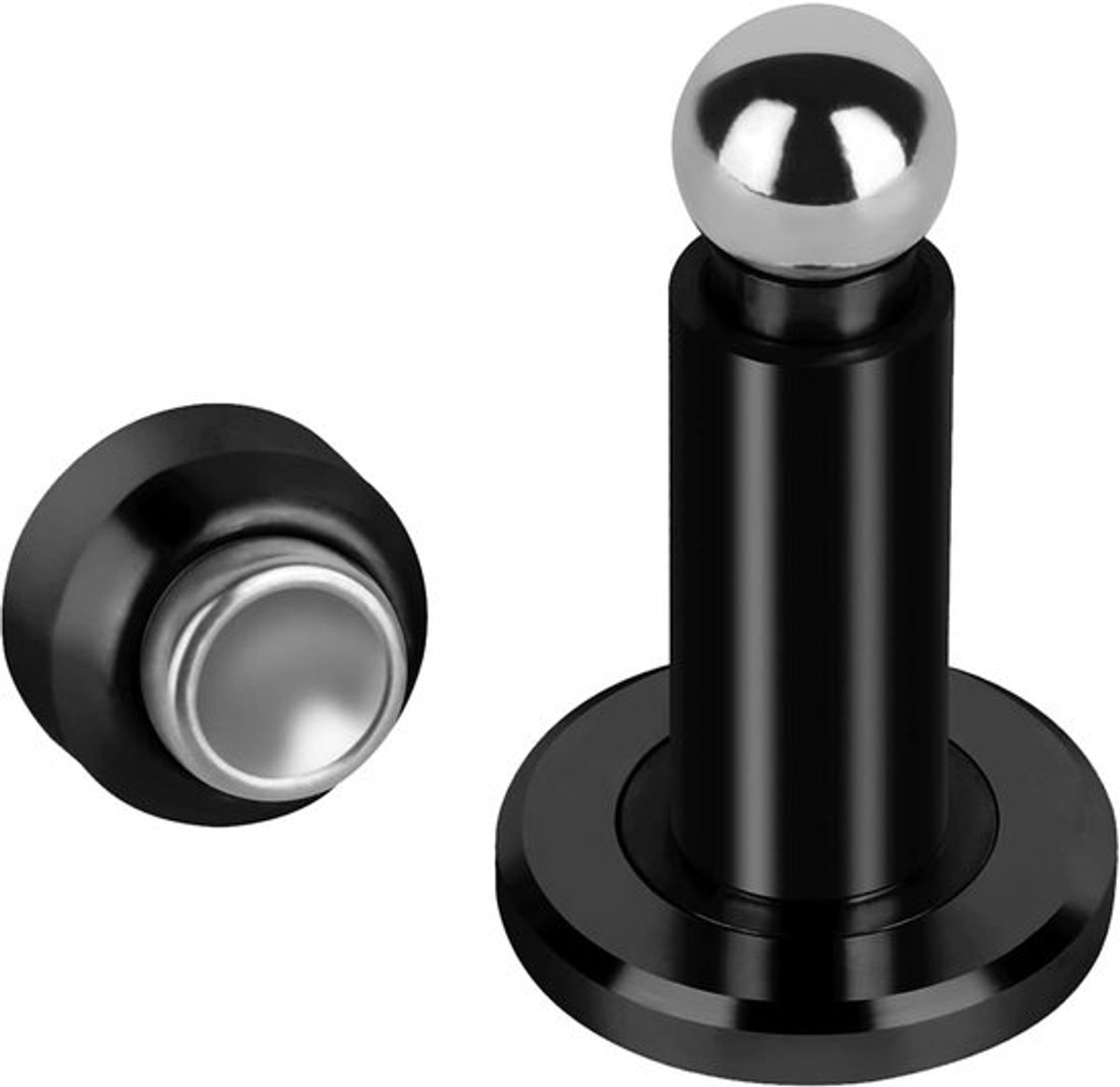 In hoogte verstelbare magnetische deurstopper, robuuste magnetische deurstopper, roestvrijstalen deurkozijn, geschikt Geschikt voor alle deurtypen (zwart).