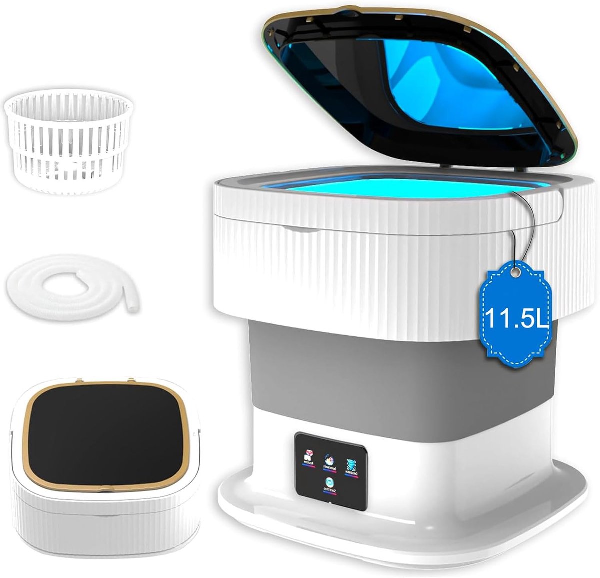 Draagbare Mini Wasmachine Opvouwbaar Model Reizen en Kamperen Diepe Reinigingsmodi 115 Liter Capaciteit Wit