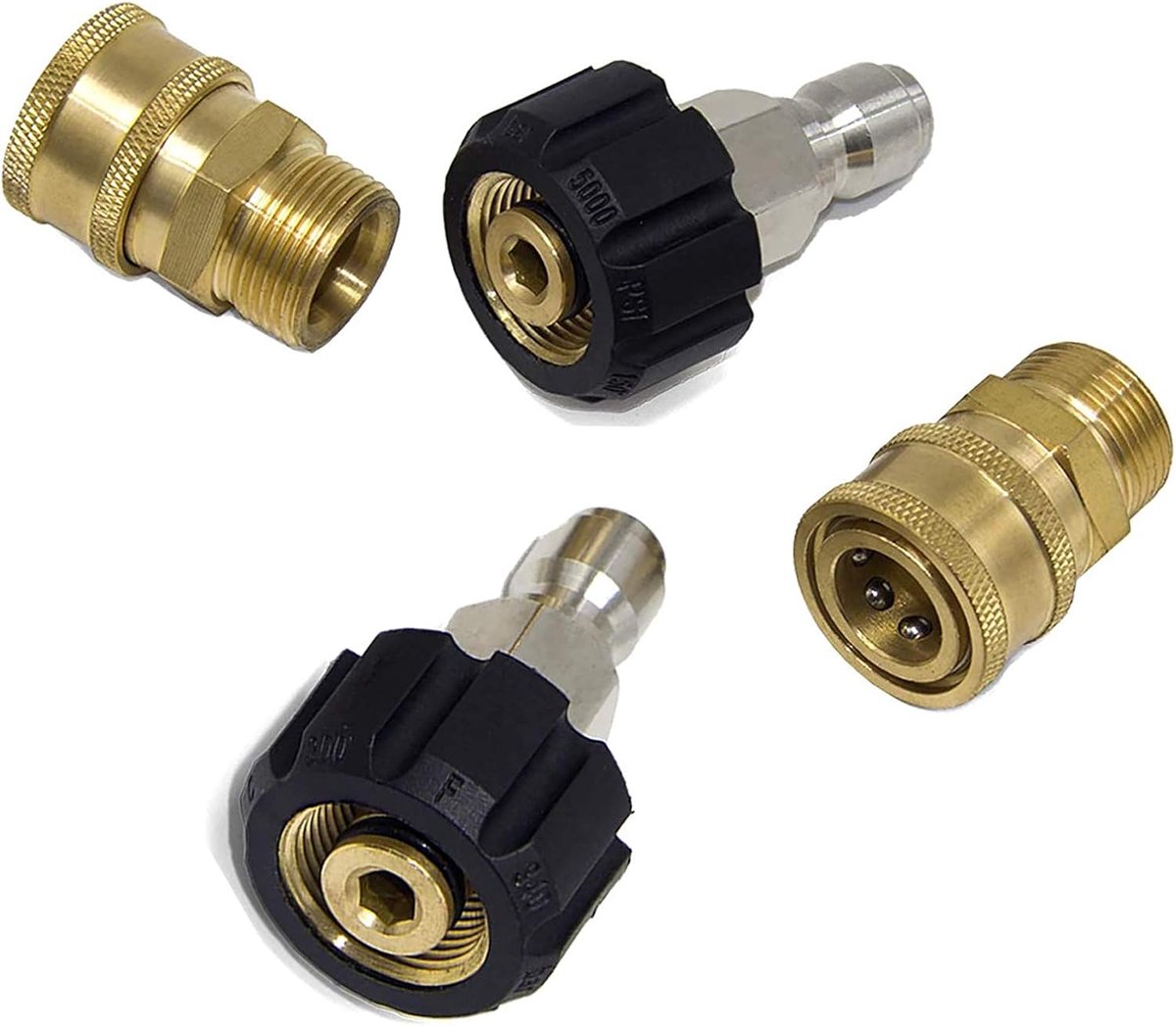 Wasstraat Adapter Set - Snelkoppeling Kit - Hogedruk Reinigen - 5000 PSI Werkdruk - 2 Sets - Messing
