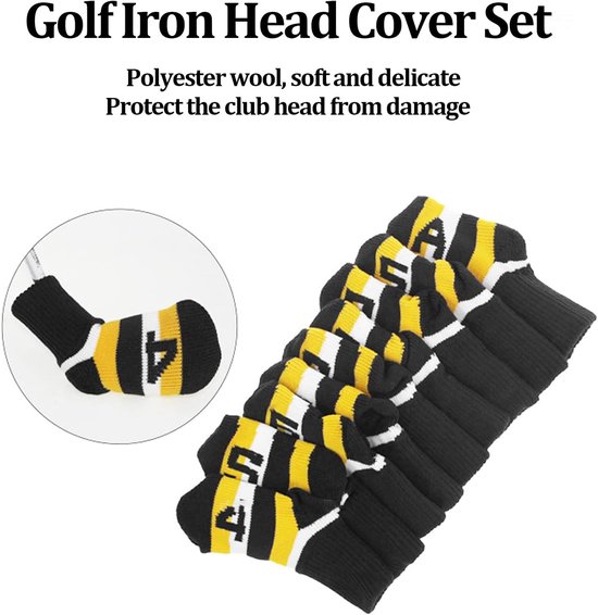 Golf Club Covers - Iron Protectors - Club Bescherming - Set van 9 Stuks - Met Nummers - Zwart van GOLF — afbeelding 2