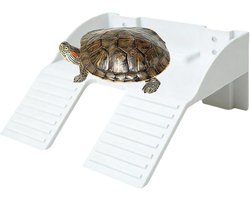 Reptielen Eiland - Aquarium Decoratie - Rusten en Klimmen - Met Voederzone - 17 x 16 x 8 cm - Wit