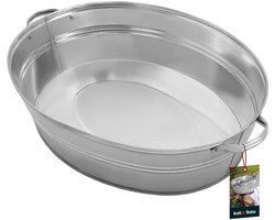 KOTARBAU® Zinkbak, Verzinkt Staal, 27 L, Zilver, Zinken Kuip, Bloembak Zink Tuin, met Handgrepen, Zinken Drankkoeler, Champagnekoeler Zink, Metallemmer, Tuin Binnen Buiten, Robuust