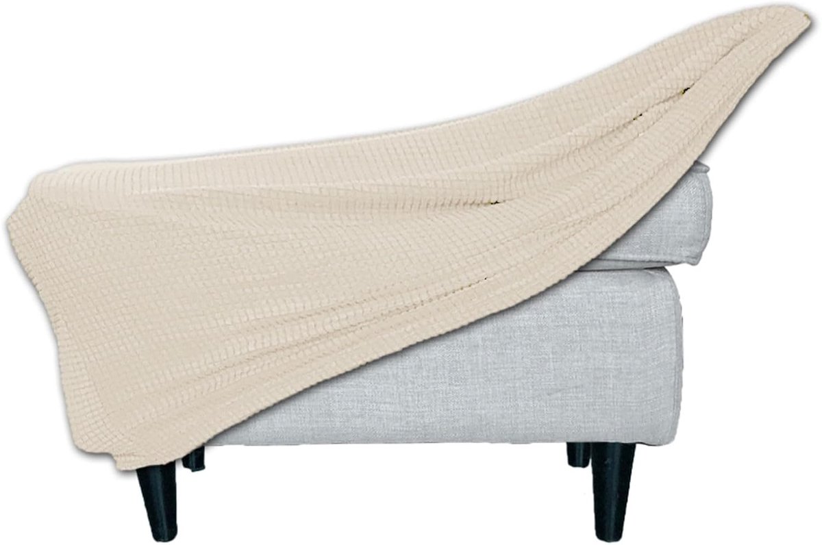 Voetenbankhoes Rechthoekig - Poefhoes Stretch - Meubels Vernieuwen - Volledige Bescherming - Maat XL - Beige