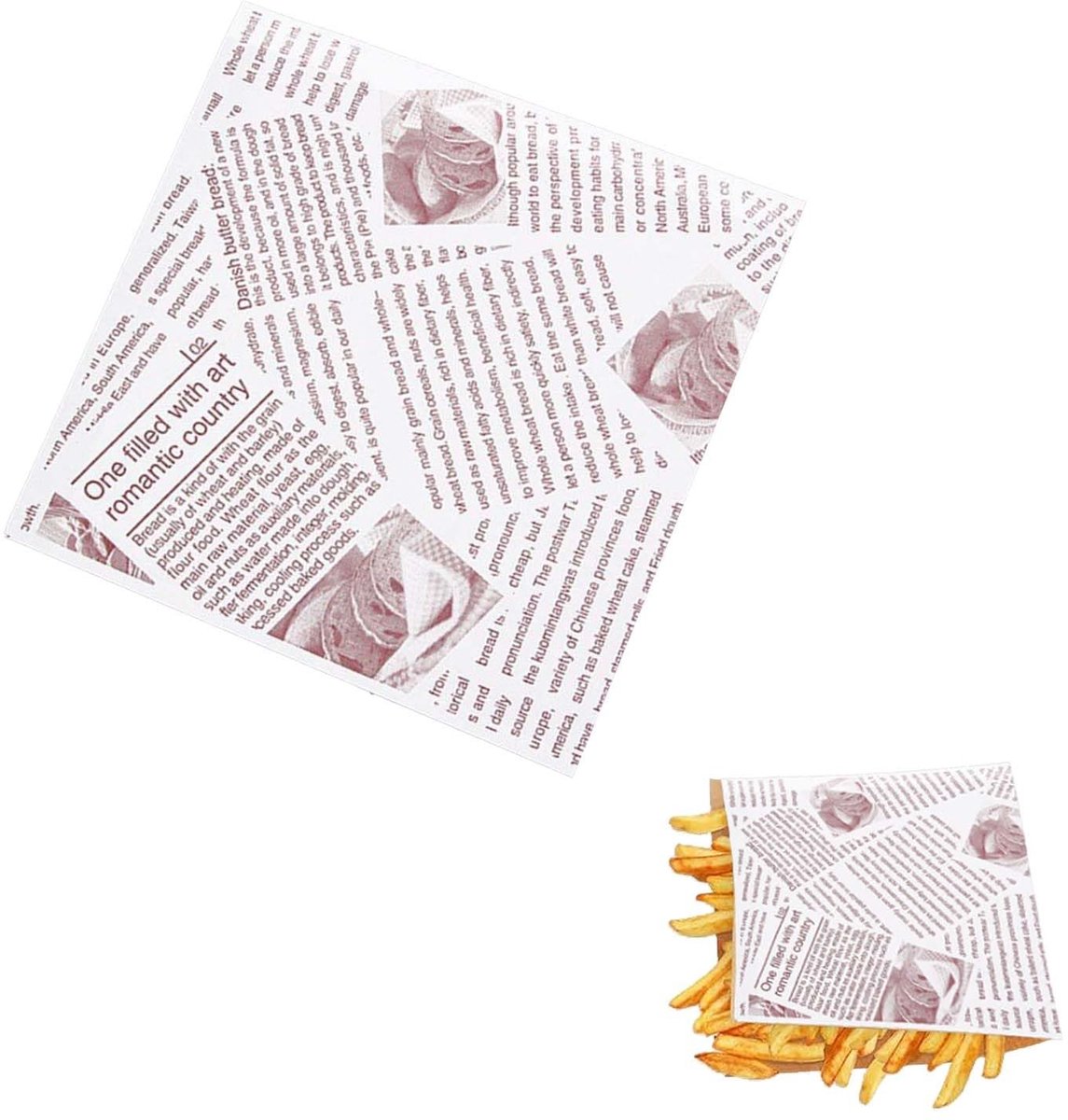 Dailygoods- Hamburgerzakjes 100 Stuks - Driehoekige Papieren Verpakking - Voedselveilig - Antivettig - Herbruikbaar - 18x18 cm - Wit - Voedselverpakking