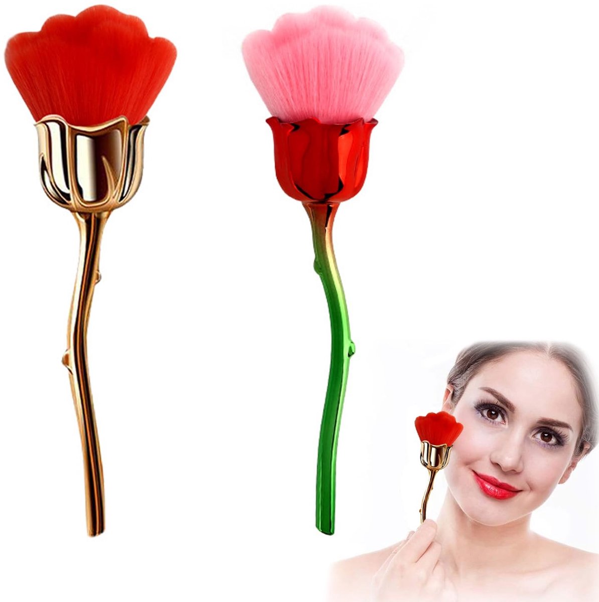 Dailygoods- Nagelpenselen Set - Uniek Rozenbladontwerp - Professionele Kwaliteit - Zachte Borstelharen - Ideaal Cadeau - Luxe Voel - Make-upborstel