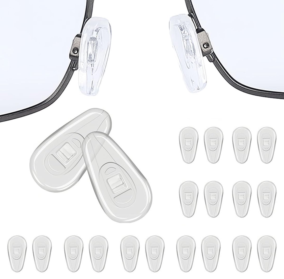 Dailygoods- Neuspads Siliconen - 10 Paar - Antislip - Zachte Neuspads - Transparant - Ergonomisch Ontwerp - Neussteunen