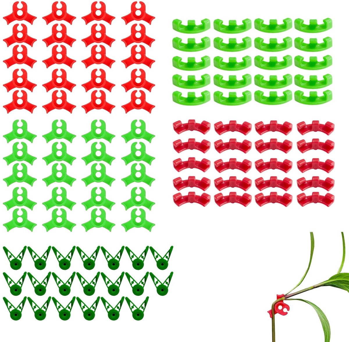 Dailygoods- Groeiklemmen - 100 Stuks - Instelbare Planksteun - Ondersteuning Plantenschors - Verbeterde Luchtcirculatie - Herbruikbaar - Duurzaam - Plantsteun