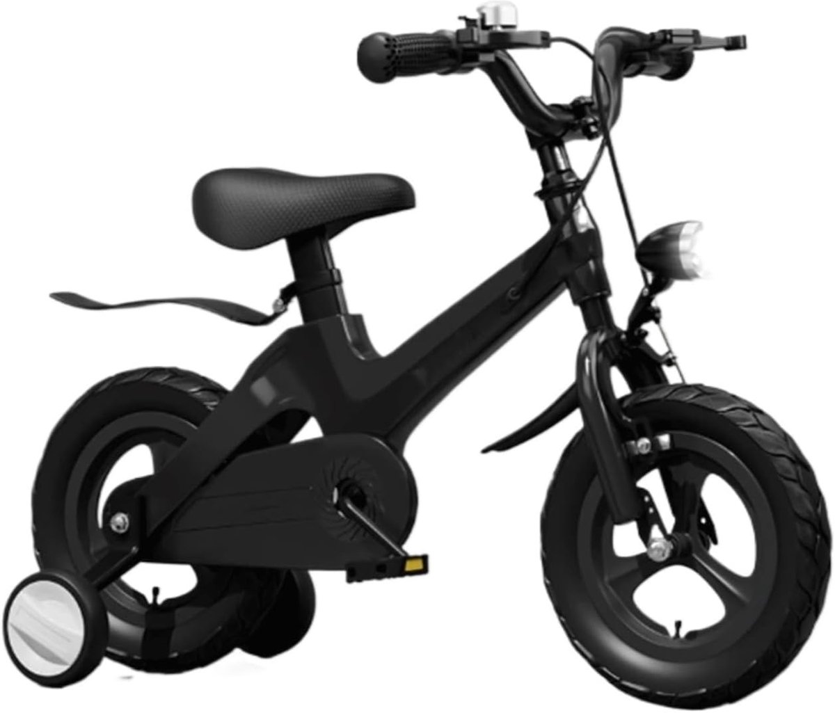 Kinderfiets - Jongensfiets - Leren Fietsen - Lichtgewicht Magnesiumframe - 12 tot 18 inch - Zwart