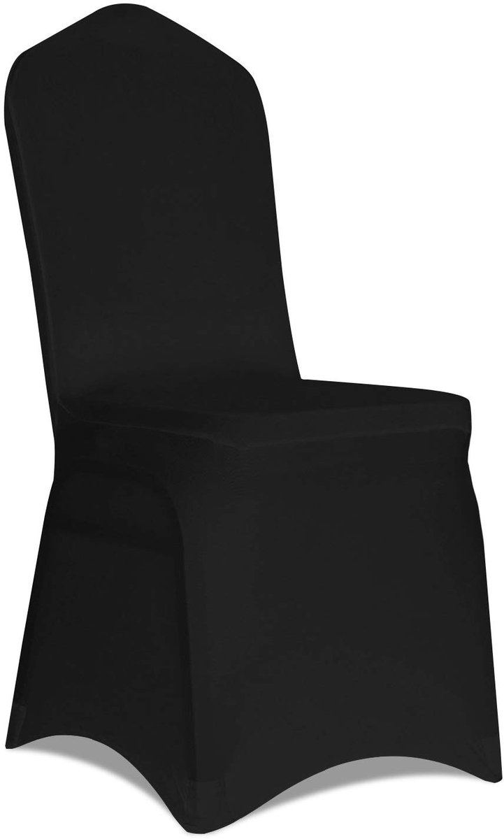 Dailygoods- Stoelhoezen 12 Stuks - Wasbare Stretch - Zwart - Eetkamerstoelen - Bruiloft/Fe