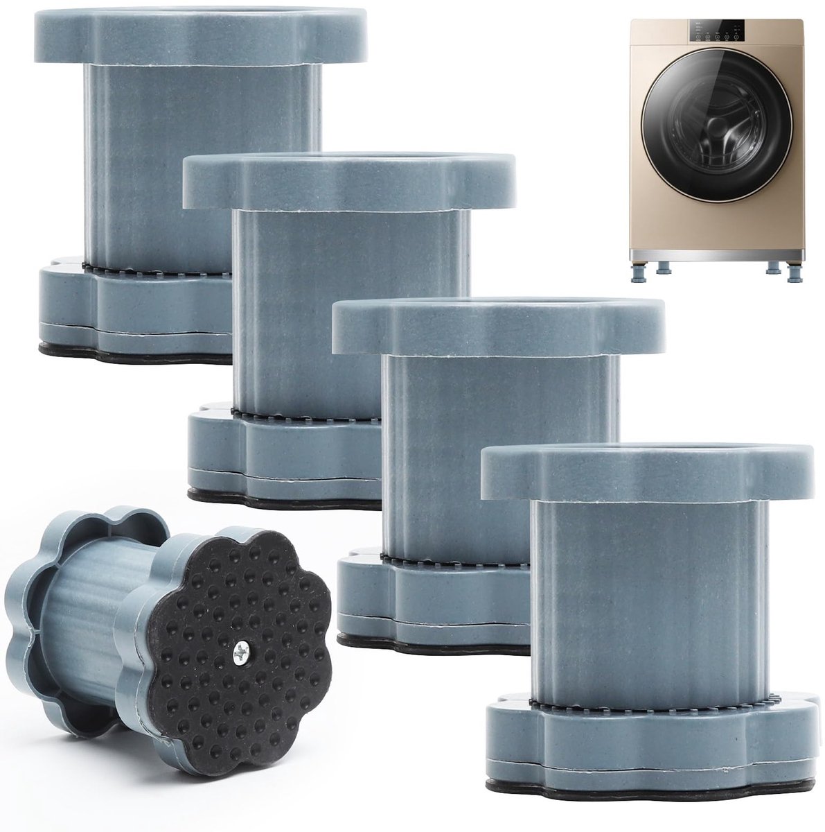 Wasmachine voetpads 4 stuks - universeel verstelbaar - anti-vibratie mat - voorkomt wateraccumulatie - Homevero