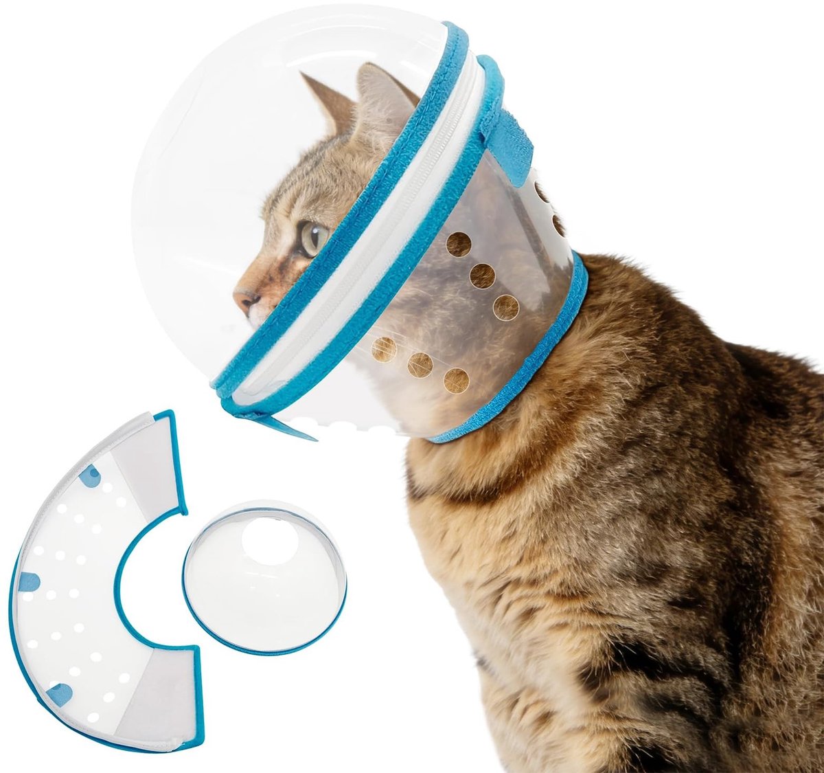 Dailygoods - Kat transparant, kattenhalsband, zacht, lekbescherming, kattenkraag, hondenhalsband