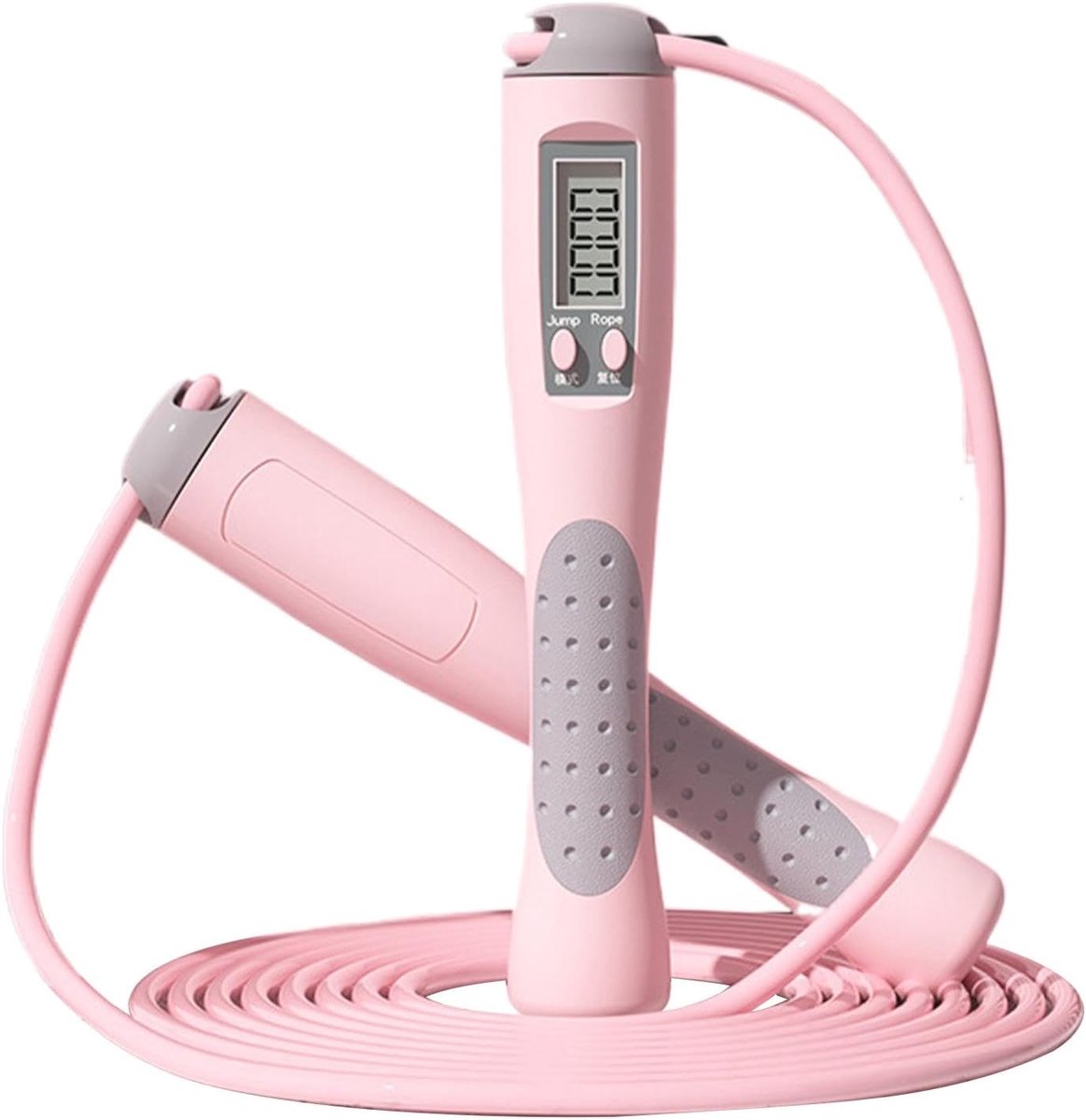 Springtouw met teller - Fitness touw - Cardio training - Verstelbare lengte - 2.8 meter - Roze