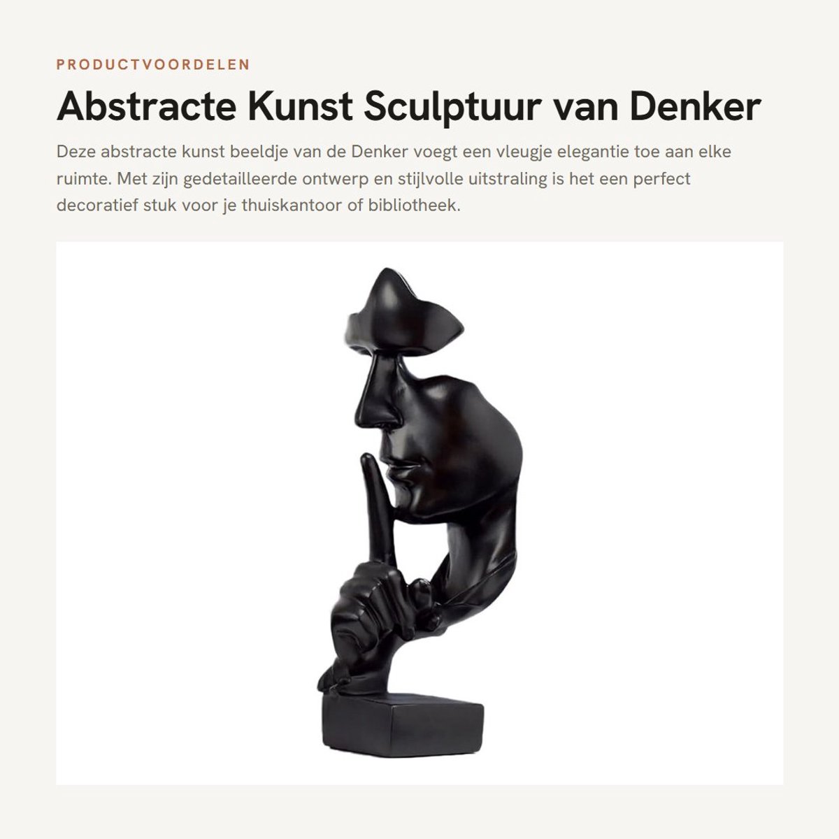 Dailygoods- Standbeeld Abstracte Kunst - Compact Beeldje - Decoratieve Sculptuur - Elegante Ontwerp - Voor Woonkamer/Kantoor - Synthetische Hars
