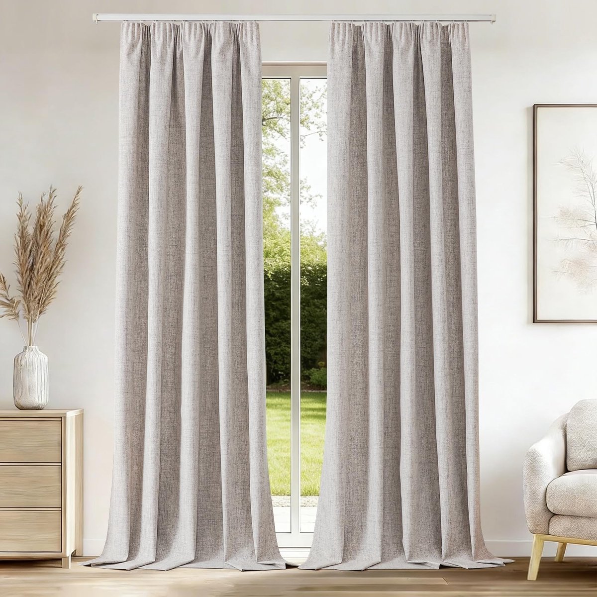 Dailygoods- Verduisteringsgordijnen 100% ondoorzichtig - Set van 2 - Drielaagse stof - Warmte-isolerend - Geluidsabsorberend - 245 x 140 cm - Gordijnen