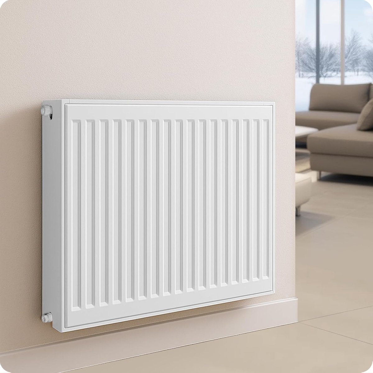 Compacte Radiator - Paneel Verwarming - Ruimte Verwarmen - Flexibele Aansluitingen - 400 x 2400 mm - Wit