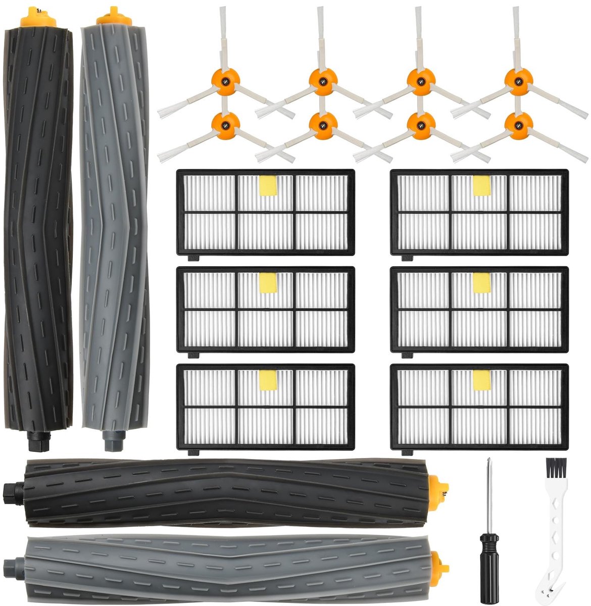 Dailygoods- Accessoires 20-delig - Hoofdborstel - Filters - Zijborstels - Reinigingsborstel - Compatibel met iRobot Roomba 800/900 Serie - Stofzuigeraccessoires