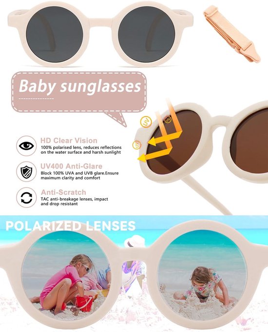 Dailygoods- Zonnebril Baby - UV400 Bescherming - Gepolariseerd - Verstelbaar Siliconen Frame - Elastische Band - Duurzaam en Veilig - Babyzonnebril van Dailygoods — afbeelding 5