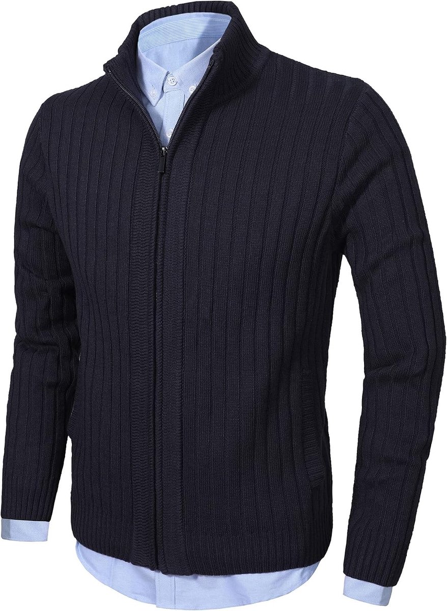 aoli ray Herenvest, herfst, winter, met ritssluiting, slim fit, informele mesh jas, rechte kraag, lange mouwen, met 2 zakken