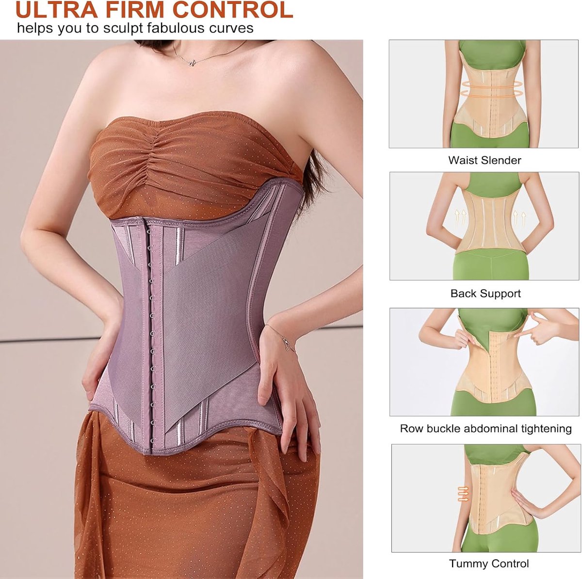 Korset voor dames, buikweg, tailletrainer dames, fitness, tailletrainer, buikwegriem, U-vormige