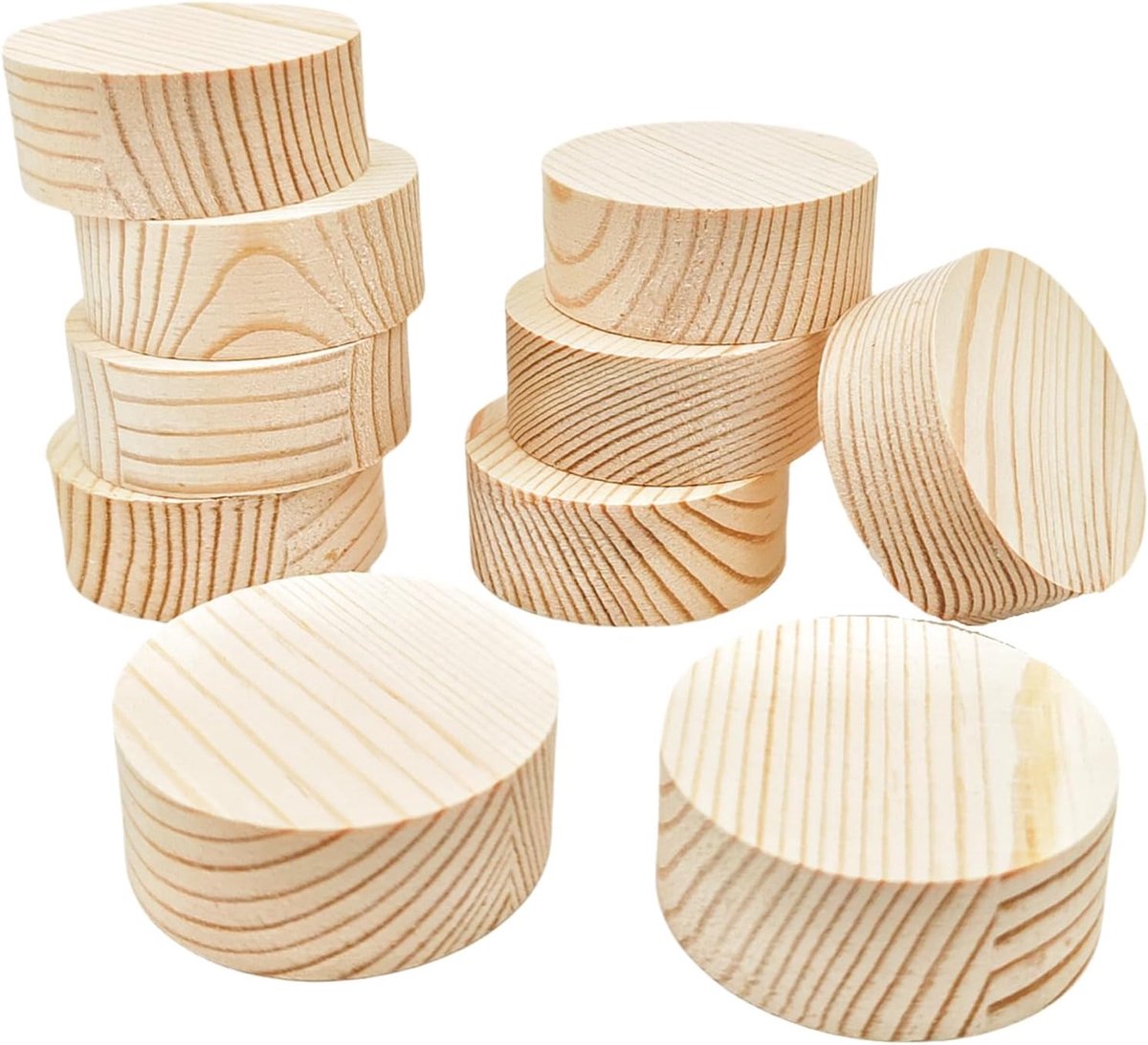 10 stuks grenen cirkel plaquette, 5 x 2 cm blanco onafgewerkte ronde houten cirkels plaques voor ambachtelijke projecten, graveren, hout branden, schilderen