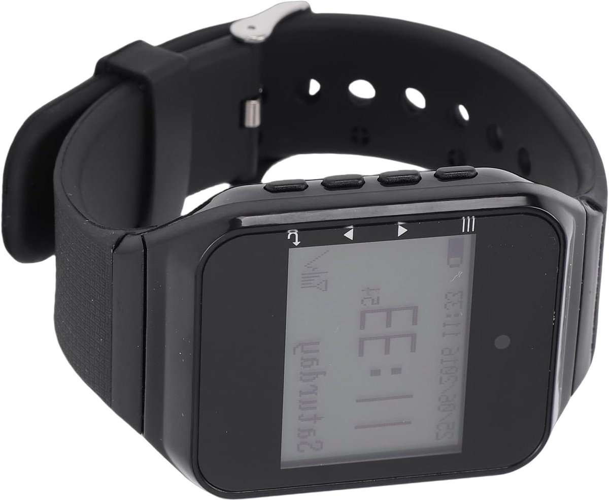 Draadloos Oproepsysteem - Knoppen Systeem Horloge - Personeel Alarmeren - IPX4 Waterdicht - 5 Zenders 1 Horloge - Zwart