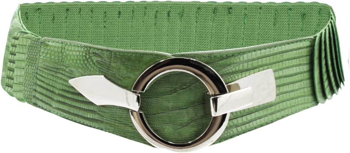 Elastische tailleriem voor dames, 6 cm brede heupriem met zilveren ring