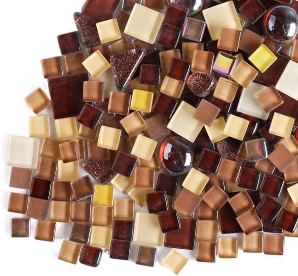 200 g onregelmatige kristallen mozaïek glazen tegels voor ambachten, gemengde kleuren kleine mozaïek glas stukken doe-het-zelf hobby's kinderen voor woondecoratie (koffiebruin)