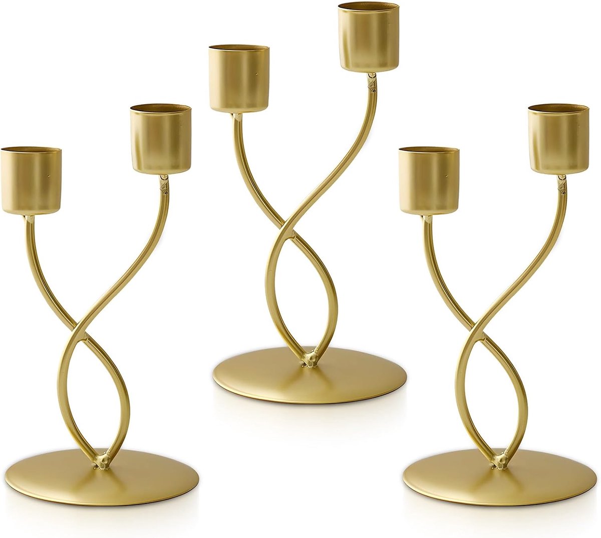 3 pcs candle holders gold, gold iron candle holder with double candlestick, elegant decoration for home - ShopVlot