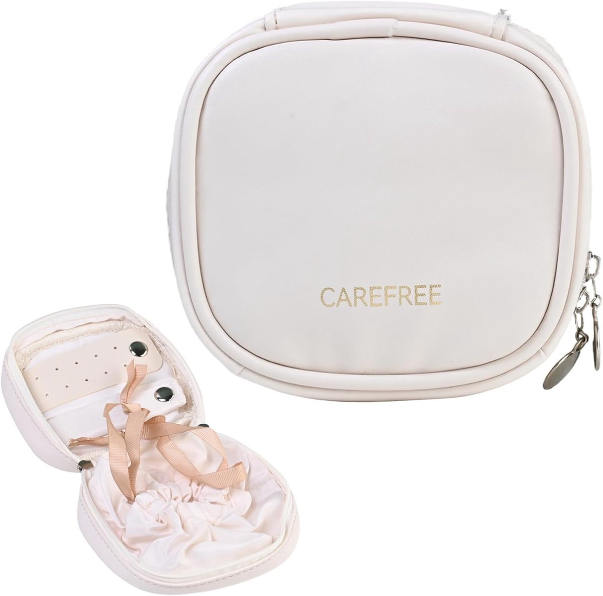 SnelShoppen - Mini PU Sieraden Doosje voor Sieradenopslag - Reistasje - Krasbestendig - Voor Ringen, Oorbellen, Kettingen, Armbanden - Wit