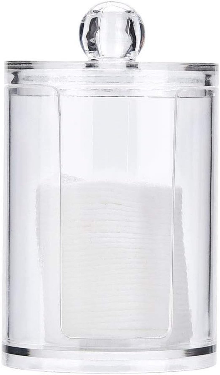 SnelShoppen - Transparante Acryl Makeup Organizer - Rond Opbergdoos voor Wattenstaafjes, Wattenpads, Cosmetica en Sieraden - Duurzaam en Stofvrij - Pe