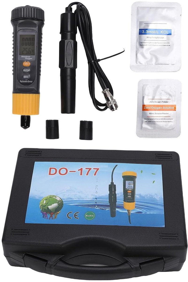 SnelShoppen - Digitale Oxygeentestmeter, 2 Modi Draagbare Oxygeentestset, Intelligente Oxygeentestmeter voor Zwembaden, Aquariums en Vijvers