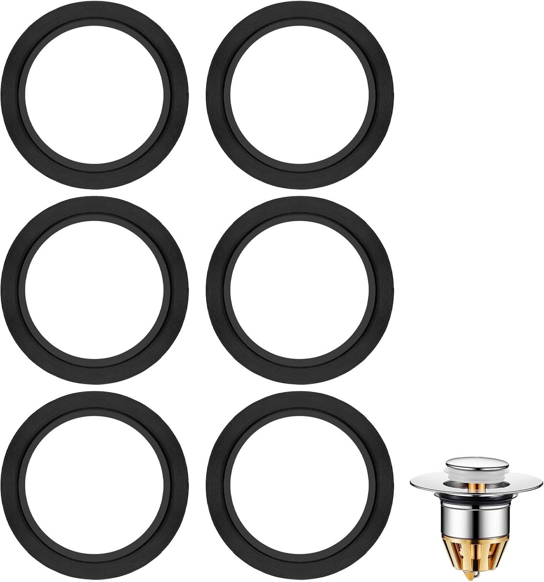 Afvoergoot afdichtringen 30 mm - rubber zwart - set van 6 - voorkomt lekkages - ShopVlot